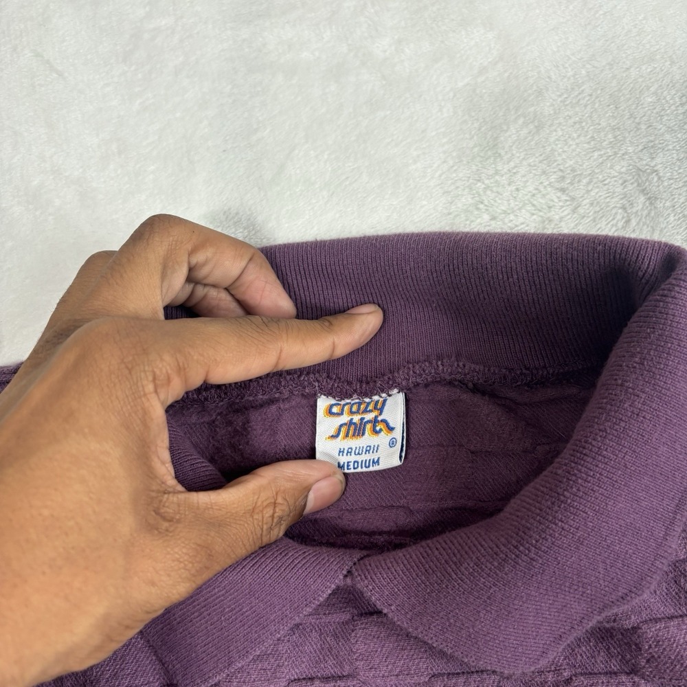 VTG Crazy Shirts San Fransico Purple LS Collared Pullover Sweater Mens M - Picture 3 of 8